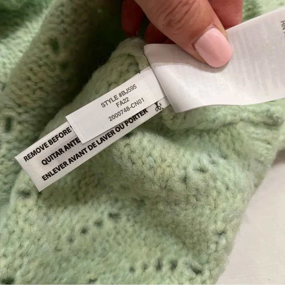 J. Crew Pointelle Crewneck Sweater Heather Honeydew NWT